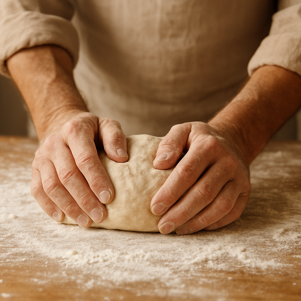 Bäcker formt Teig – handwerkliche Backkunst bei Zopf & Zimt